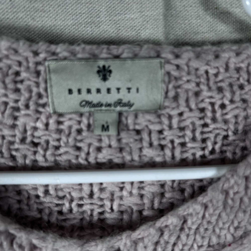 Berretti Womens Cable Knit Sweater M Pink Grey Made in Italy Wool Alpaca Blend - Picture 2 of 8